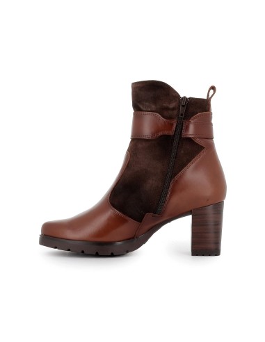 Botin combi piel con serraje hebilla y cremallera mujer