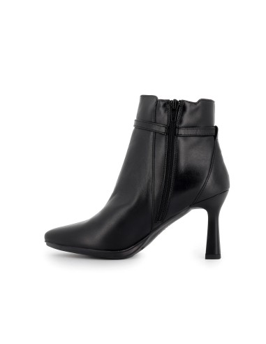 Botin vestir piel negra con elastico y correa mujer