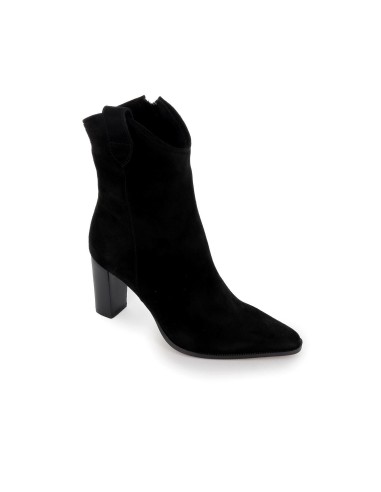 Botín piel serraje tacón forrado mujer negro