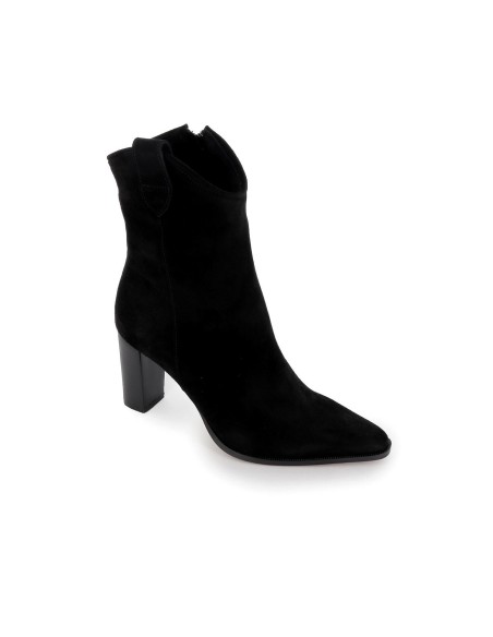 Botín piel serraje tacón forrado mujer negro