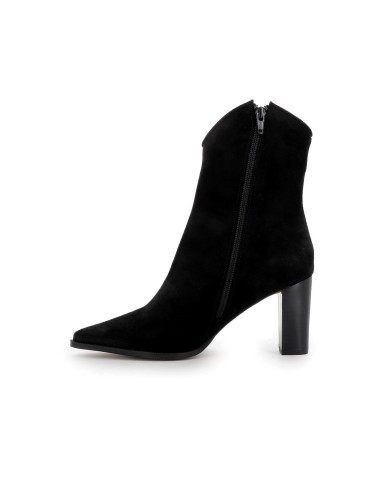 Botín piel serraje tacón forrado mujer negro