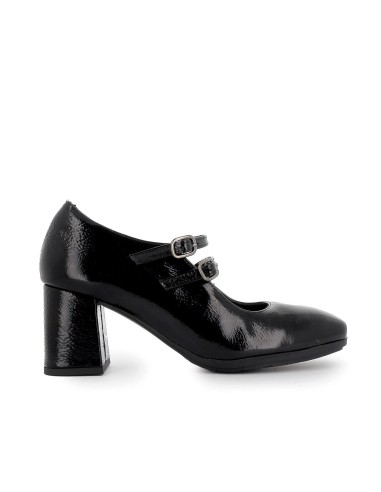 Salón negro piel tacón mujer