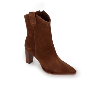 Botín piel serraje tacón forrado mujer marrón Marrones 2