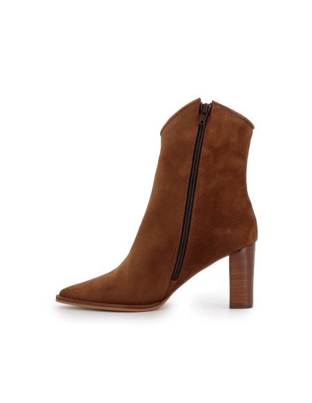 Botín piel serraje tacón forrado mujer marrón Marrones