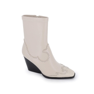 Botín cowboy diseño tachas tacón cuña blanco mujer Blanco 2