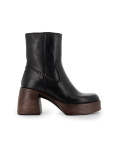 Bota piel plataforma vivos cremallera mujer negro