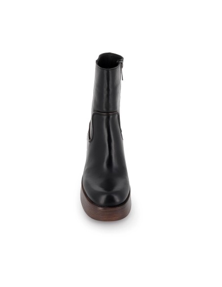 Bota piel plataforma vivos cremallera mujer negro