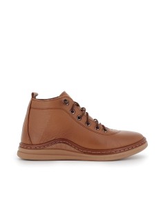 Bota casual de piel cuero cordones finos