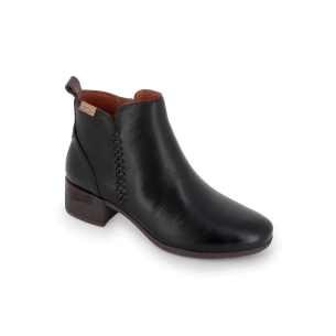 Botín tacón bajo piel lisa negra mujer Negro 2