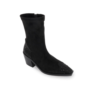 Botín tejano licra negro con pedrería mujer Negro 2