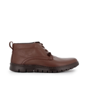 Bota casual de piel marrón cordones hombre Marrones