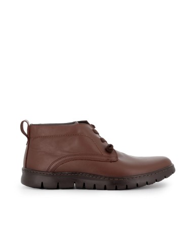 Bota casual de piel marrón cordones hombre Marrones