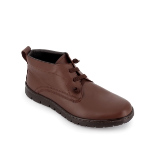 Bota casual de piel marrón cordones hombre Marrones 2