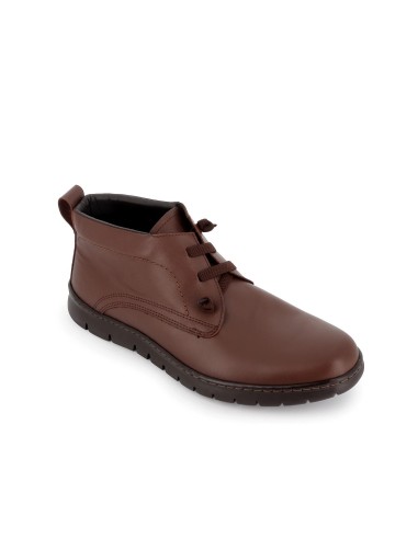 Bota casual de piel marrón cordones hombre Marrones