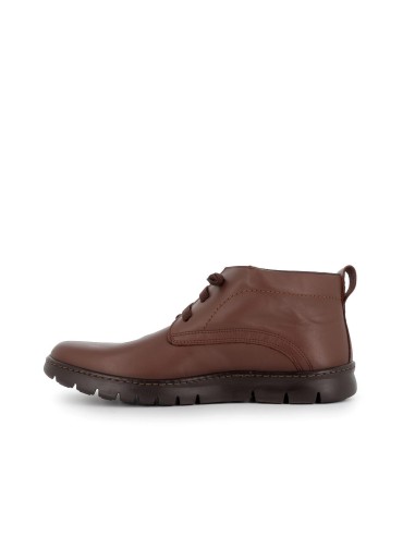Bota casual de piel marrón cordones hombre Marrones