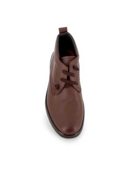 Bota casual de piel marrón cordones hombre Marrones