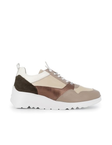 ▷ Comprar Zapato piel cordones elasticos tricolor taupe mujer | Pinkzapo Marrones