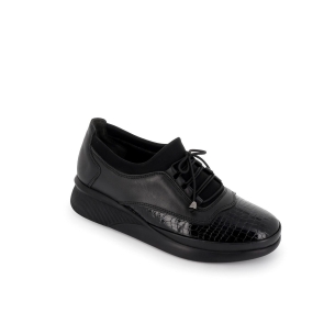 Zapatos de cuña con piel negra y grabado serpiente mujer Negro 2