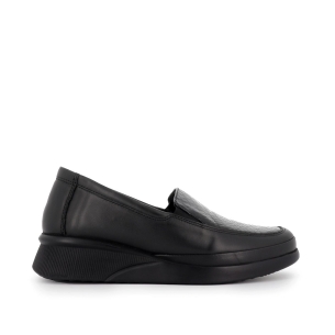 Zapatos sin cierre piel negra y grabado serpiente cuña mujer Negro