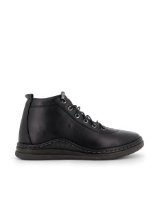 Bota casual de piel negro cordones finos Negro