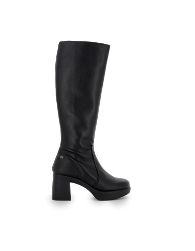 Bota tacón ancho plataforma negro cremallera para mujer