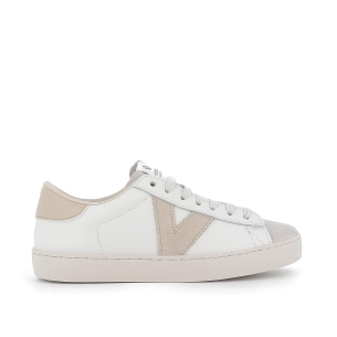 Zapatilla tenis piel y serraje detalle hielo para mujer Blanco