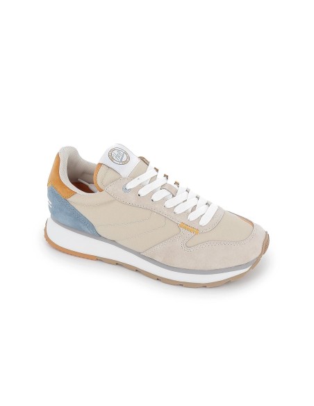 Deportiva urbana de piel multicolor beige para mujer