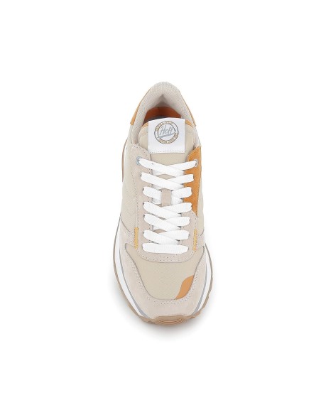 Deportiva urbana de piel multicolor beige para mujer