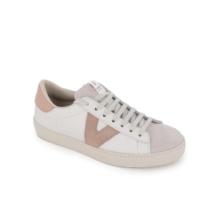 Zapatilla tenis piel y serraje detalle cuarzo para mujer Blanco 2