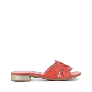 Sandalia abierta detalle central logo para mujer rojo