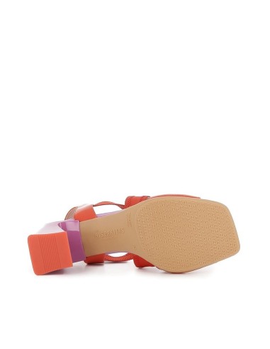 Sandalia elástico cruzado con tacón para mujer rojo