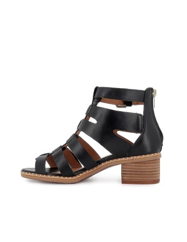 Cangrejera piel cremallera y hebilla mujer negro