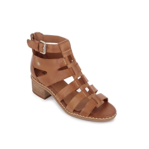 Cangrejera piel cremallera y hebilla mujer brandy Marrones 2