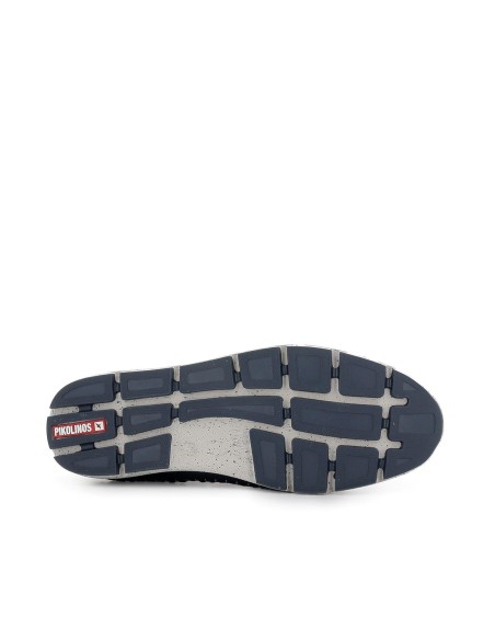 Deportivos cordones piel combinada hombre azul