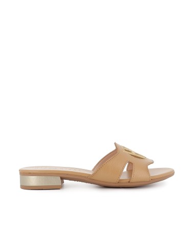 Sandalia abierta detalle central logo para mujer beige Beige