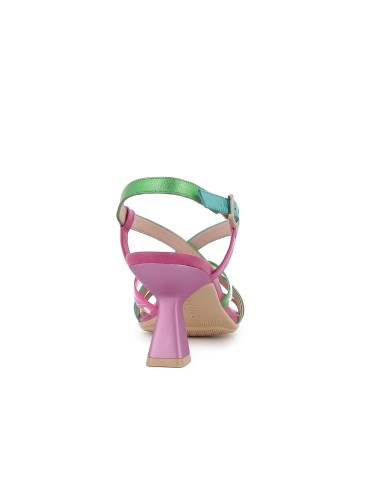 Sandalia vinilo hebilla con tacón para mujer