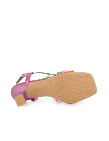 Sandalia vinilo hebilla con tacón para mujer