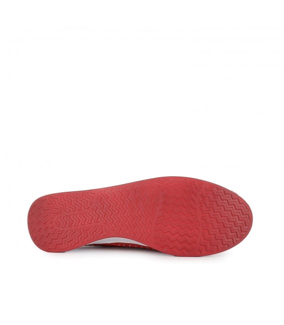 Zapato rojo plano cordones con calados mujer 