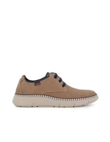 Zapato de piel taupe cordones y plantilla extraíble hombre