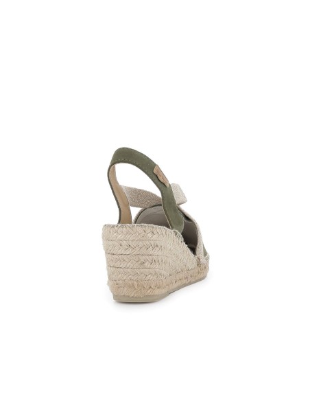 Alpargata piel y yute pala cruzada mujer verde kaki Verde
