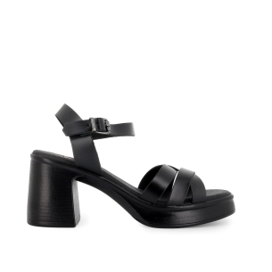 Sandalia de diario piel tiras cruzadas y hebilla mujer negro