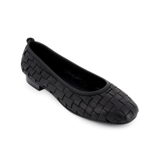 Sabrina plana piel solapada mujer negro Negro 2