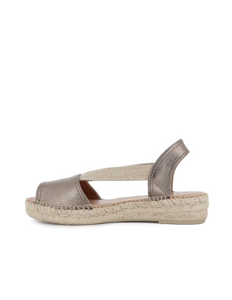 Alpargata abierta piel y yute elasticos cuña mujer bronce Dorados