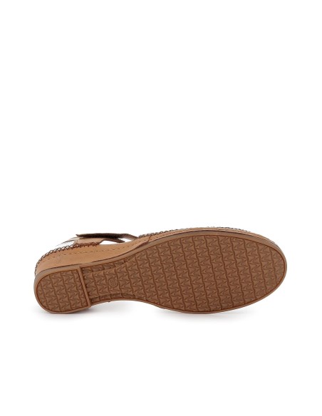 Sandalia cerrada mujer piel aberturas beige Beige
