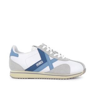 Sneakers blancas con detalles azules para hombre Blanco