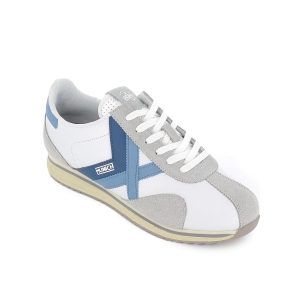 Sneakers blancas con detalles azules para hombre Blanco 2