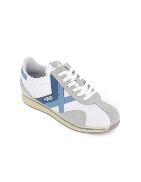 Sneakers blancas con detalles azules para hombre Blanco