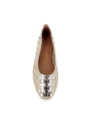 Sabrina plana piel solapada mujer dorada Dorados