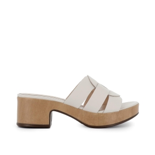 Sandalia de diario con piel y plataforma marfil mujer