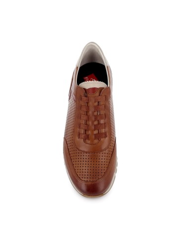 Zapato piel cuero calados cordón elastico hombre